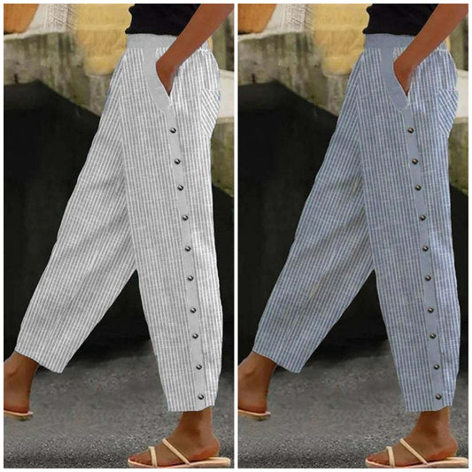 💕Hot Sale 50% OFF🌸Comfy Blue Striped Side Pocket Pants