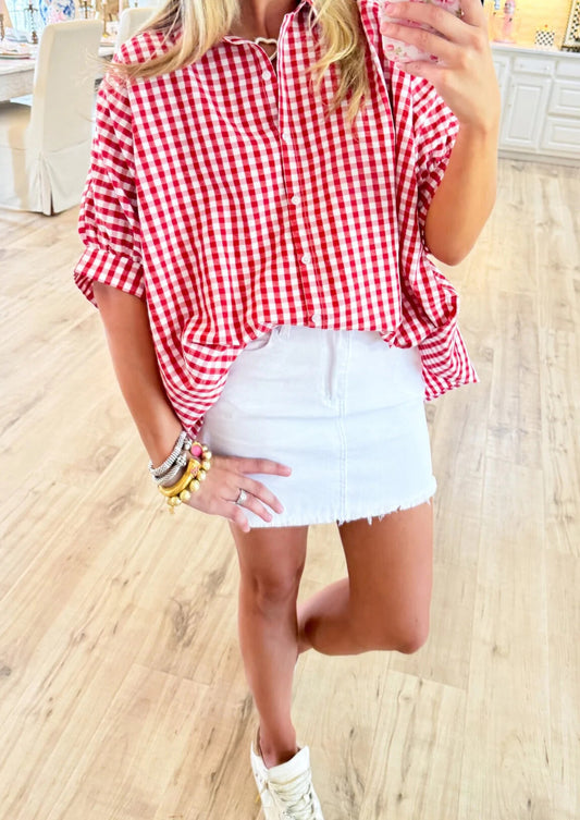 🔥Summer Sale 50% OFF👚Gingham Oversized Top