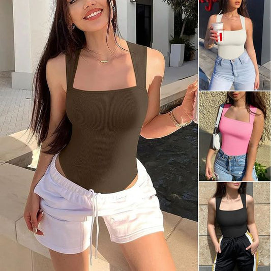 💕Buy 3 for £9.99🔥Add three to cart🔥Racerback Wide Shoulder Straps Seamless Bodysuit