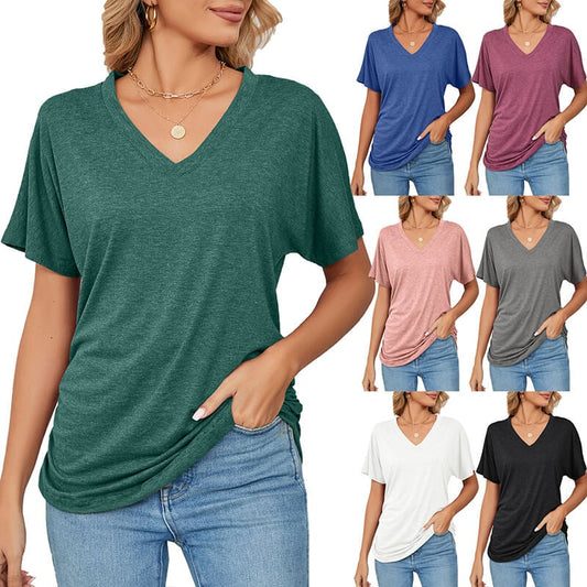 💕Hot Promotion- UP TO 50% OFF🌷V-Neck Solid Color Loose Ladies Tops✨