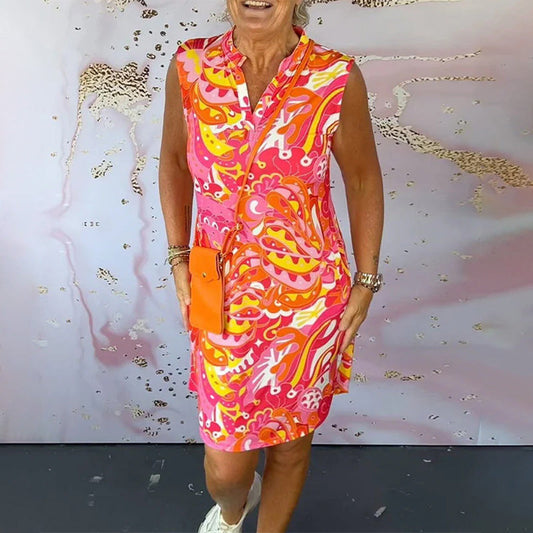 💐Summer Hot Sale 50% OFF👗Printed V-neck Sleeveless Dress🌺