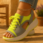 🎁Hot Sale 50% OFF⏳👟Contrast Paneled Cutout Lace-up Muffin Sandals