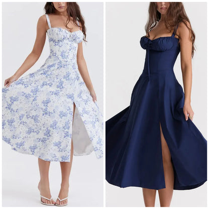 💃Last Day Promotion 50% OFF💕Frenchy Style All Over Print Ruched Women Lace Up Dress🌸