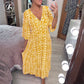 🌺2025 Summer Sale UP TO 50% OFF👗Bohemian casual print V-neck waist wrap long dress