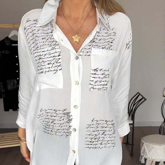 🎁Hot Sale 50% OFF👚Women's Long Sleeve Print Fashion Lapel Shirt