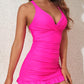 🩱2025 New Type 50% OFF👙Deep V Cross-Back Ruched One-Piece Swimsuit🌊