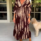 🔥Last Day Sale 50% Off👗Casual Print V-Neck Waist Wrap Long Dress