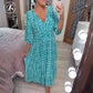 🌺2025 Summer Sale UP TO 50% OFF👗Bohemian casual print V-neck waist wrap long dress