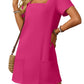 ⏰Limited time sale 50% OFF👗Women's Casual Square Neck Pocket Short Sleeve Dress with Pockets💃