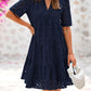🔥Hot Sale 50% OFF👗2025 New Women's V Neck Short Sleeve Hollow Out Lace Ruffle Summer Dresses