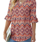 💕Limited time sale 50% off👚Womens 3/4 Length Sleeve V-Neck Eyelet Casual Ruffle Sleeve Tunic Blouses