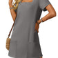 ⏰Limited time sale 50% OFF👗Women's Casual Square Neck Pocket Short Sleeve Dress with Pockets💃