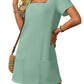 ⏰Limited time sale 50% OFF👗Women's Casual Square Neck Pocket Short Sleeve Dress with Pockets💃