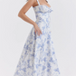 💃Last Day Promotion 50% OFF💕Frenchy Style All Over Print Ruched Women Lace Up Dress🌸