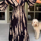 🔥Last Day Sale 50% Off👗Casual Print V-Neck Waist Wrap Long Dress