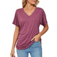 💕Hot Promotion- UP TO 50% OFF🌷V-Neck Solid Color Loose Ladies Tops✨
