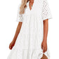 ⏰2025 Hot Sale 50% OFF💃Women's Elegant Hollow Out Lace Ruffle Casual Mini Dress
