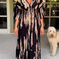 🔥Last Day Sale 50% Off👗Casual Print V-Neck Waist Wrap Long Dress