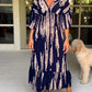 🔥Last Day Sale 50% Off👗Casual Print V-Neck Waist Wrap Long Dress