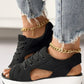 🎁Hot Sale 50% OFF⏳👟Contrast Paneled Cutout Lace-up Muffin Sandals