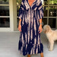 🔥Last Day Sale 50% Off👗Casual Print V-Neck Waist Wrap Long Dress