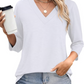 🌸Spring Specials 50% OFF👚Women's 3/4 Sleeve V Neck Solid Color Top