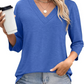 🌸Spring Specials 50% OFF👚Women's 3/4 Sleeve V Neck Solid Color Top