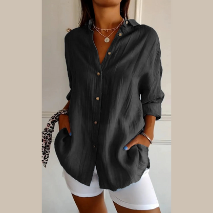 🔥Hot Sale 49% OFF🌷Classic Pleated Textured Single-Breasted Lapel Shirt for Women