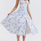 💃Last Day Promotion 50% OFF💕Frenchy Style All Over Print Ruched Women Lace Up Dress🌸