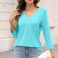🌸Spring Specials 50% OFF👚Women's 3/4 Sleeve V Neck Solid Color Top