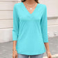 🌸Spring Specials 50% OFF👚Women's 3/4 Sleeve V Neck Solid Color Top