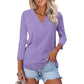 🌸Spring Specials 50% OFF👚Women's 3/4 Sleeve V Neck Solid Color Top