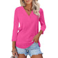 🌸Spring Specials 50% OFF👚Women's 3/4 Sleeve V Neck Solid Color Top