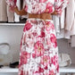 🌸Seasonal dress 50% OFF👗Floral Print Off-Shoulder Top & Maxi Skirt Two-Piece Set💕