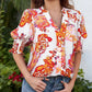 😍LAST DAY SALE 50% OFF🌺Floral V-neck Puff Sleeve Blouse For Women