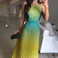 🎉Limited Sale 50% OFF👗Women's Halter Pleated Gradient Color Dress