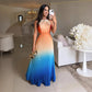 🎉Limited Sale 50% OFF👗Women's Halter Pleated Gradient Color Dress