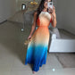 🎉Limited Sale 50% OFF👗Women's Halter Pleated Gradient Color Dress