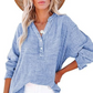 🔥Last Day Sale 50% OFF💖Women’s Casual Gauze Button Neck Long Sleeve Blouse👚