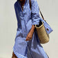 🔥Time-limited Promotion 50% OFF🌟Loose Striped Half Sleeve Shirt Dress👗