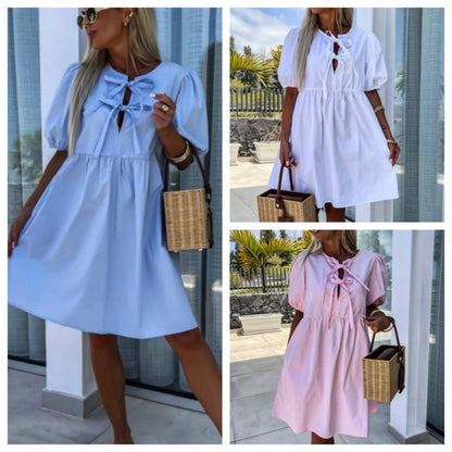 🌴Summer Specials 50% OFF👗Women's Bow Tie Blouse Dress