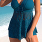 🌴Summer Hot Sale 50% OFF🩱Women's V-Neck Lace Swimdress ＆ Boyshorts Two-Piece Set