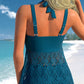 🌴Summer Hot Sale 50% OFF🩱Women's V-Neck Lace Swimdress ＆ Boyshorts Two-Piece Set